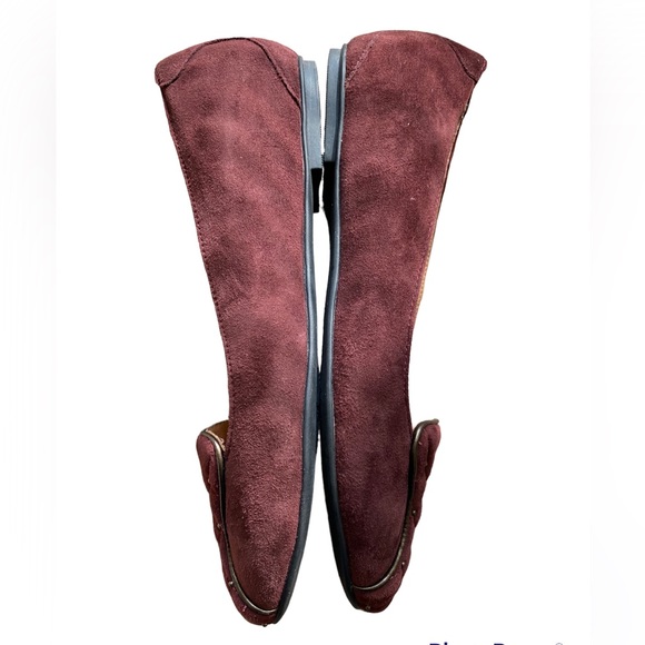 Clarks Indigo Maroon Suede Slip On Quilted Flats Size 7 - Picture 3 of 6